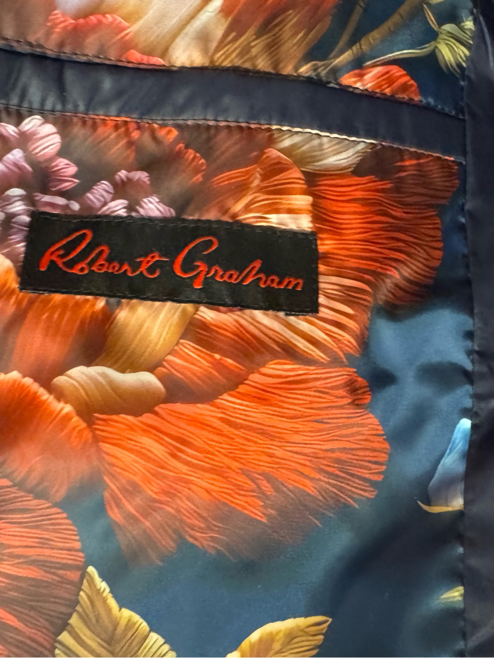 Robert Graham Men's Navy Blue Quilted Bomber Jacket NWT | Small | Floral Lining - Picture 14 of 15